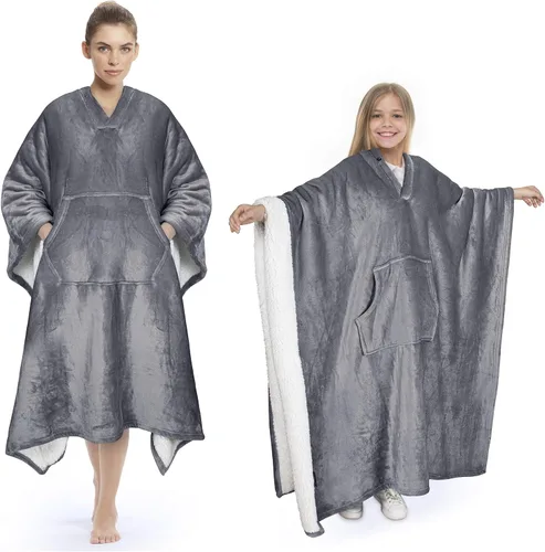 Miniatura 8 de Tirrinia Poncho Blanket Super Soft Comfy Plush Wearable Fleece 2-in-1 Blanket for Adult Women Men Kids