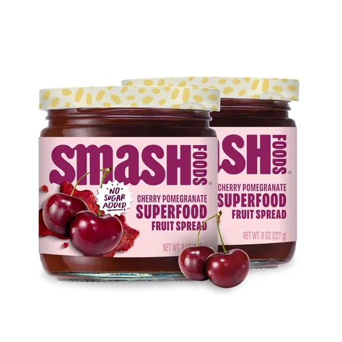 Miniatura 10 de Smash Foods Mermelada de Cereza y Granada Mermelada Keto Baja en Calorías, Sin Azúcar Añadida con Fruta Reutilizada y Semillas de Chía Untable