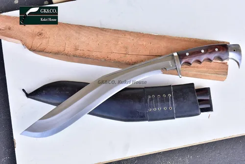 Miniatura 2 de GK & CO.House Auténtica hoja de 16 pulgadas American Eagle Kukri-Full Tang Rose mango de madera, funda de cuero Kukri/Khukuri- Hecho a mano en Nepal