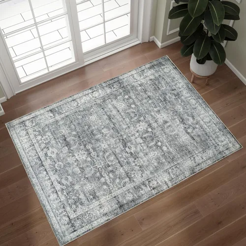 Miniatura 11 de Alfombra de 2 x 3 pies, antideslizante, lavable, de pelo bajo, suave, delgada, pequeña, alfombra vintage y bohemia para interiores, alfombras