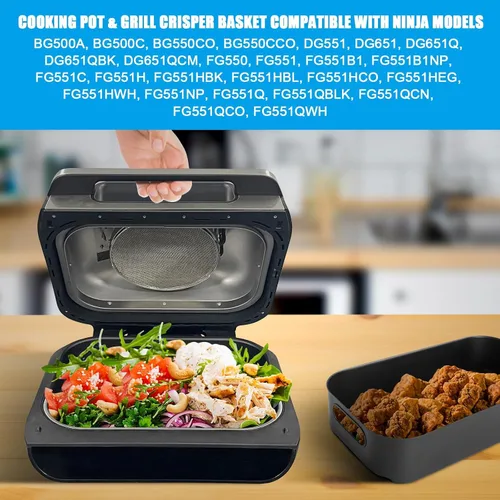 Miniatura 7 de Olla de cocina para parrilla y cesta combinada para Ninja Foodi FG551/DG551 Smart XL Accesorios para parrilla de interior, cesta de freidora de aire