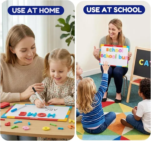 Miniatura 9 de JoyCat Kit de letras magnéticas en inglés y español para aula, 234 piezas con tablero magnético de doble cara, letras del alfabeto de espuma