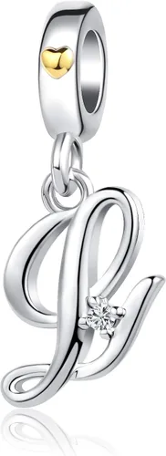 Dije de nombre con letra inicial de la A a la Z para pulseras, collar para mujer, joyería de regalo para el alfabeto inglés, familia, colgante de