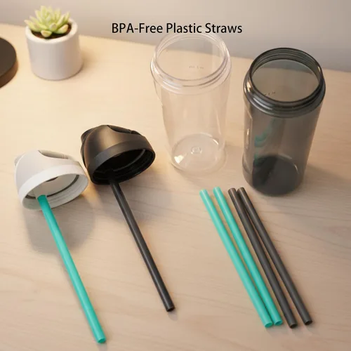 Miniatura 5 de Pajitas de repuesto compatibles con botella de agua de plástico transparente FreeSip de 25 onzas de Owala, paquete de 6 con 1 cepillo (negro + verde)