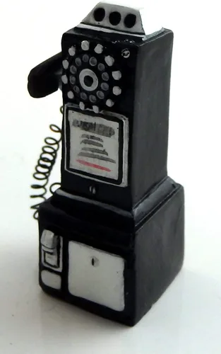 Miniatura 2 de Casa de muñecas Miniatura 1950's Style Pay Phone Negro