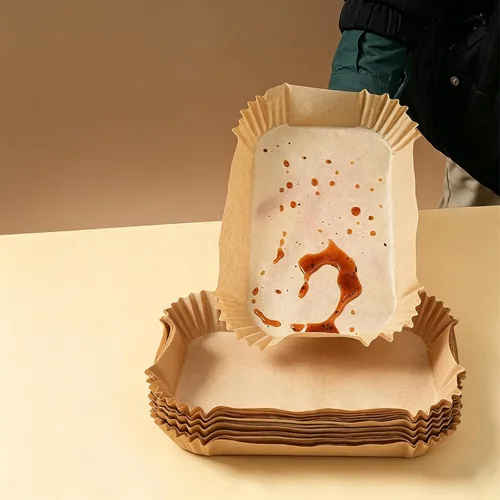 Miniatura 3 de Forros desechables rectangulares para freidora de aire, 50 piezas de papel pergamino de pulpa virgen para freidora de aire de 4 a 6 cuartos