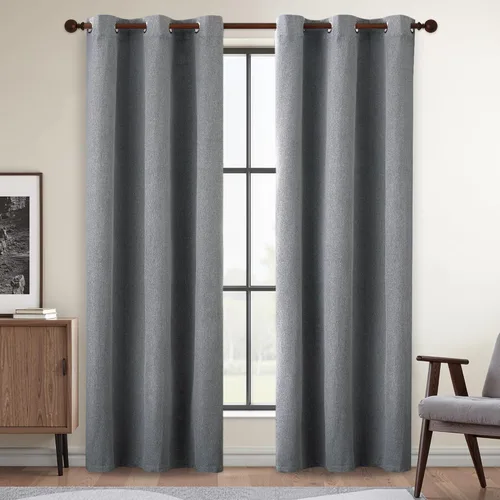 Miniatura 58 de DONREN Cortinas opacas de lino con aislamiento térmico de 52 x 95 pulgadas, cortinas de oscurecimiento de habitación con ojales para dormitorio