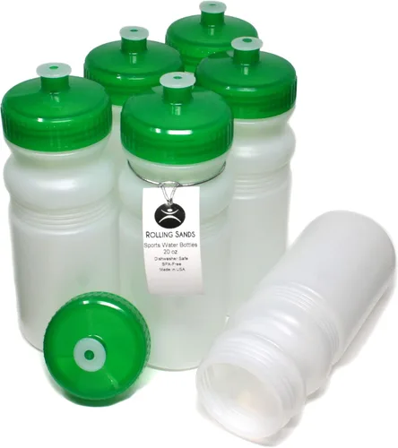 Miniatura 15 de Rolling Sands Botellas de Agua Deportivas de 20 Onzas Fabricadas en Estados Unidos - Paquete de 6 Botellas Deportivas en Blanco sin BPA para Equipos