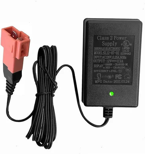 Cargador de batería de 12 voltios para niños, enchufe cuadrado rojo de 12 V, adaptador de corriente de batería eléctrica, UL FCC, SL12-07-02
