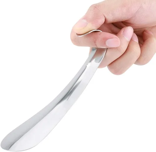 Miniatura 5 de TOPINCN Cuerno de zapato de metal de 5.7 pulgadas de largo, portátil, de acero inoxidable, elevador de cuerno de zapatos conveniente para niños