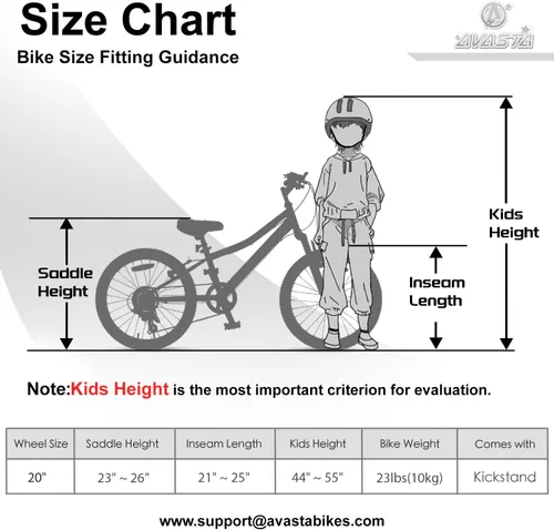Miniatura 5 de AVASTA Govet Bicicleta de Montaña de 20'' para Niños de 6-12 Años para Niños y Niñas con Horquilla de Suspensión, Transmisión de 6 Velocidades