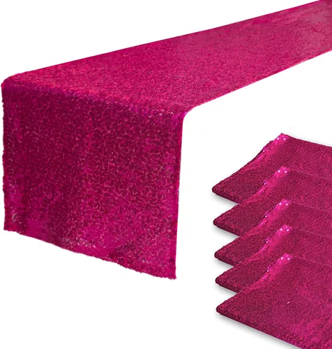 Miniatura 44 de JYFLZQ Camino de mesa de lentejuelas negras de 12 x 72 pulgadas, manteles de mesa de tela con lentejuelas negras brillantes - Caminos brillantes