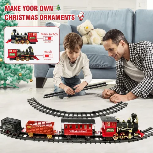 Miniatura 4 de OCHIDO Conjunto de Trenes - Conjuntos de Trenes de Navidad para Debajo del Árbol, Juguete de Tren Eléctrico de Regalo para Niños y Niñas, con Kits