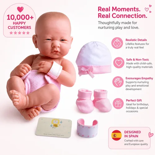 Miniatura 6 de Juego de regalo de muñeca bebé de 8 piezas JC Toys - La Newborn Nursery Muñeca realista de 14 pulgadas con accesorios Rosa A partir de 2 años