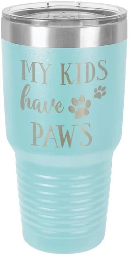 Miniatura 22 de Vaso grabado con texto en inglés "MY KIDS HAVE PAWS Engraved 30oz de acero con recubrimiento de polvo grabado con láser" taza de viaje de camello