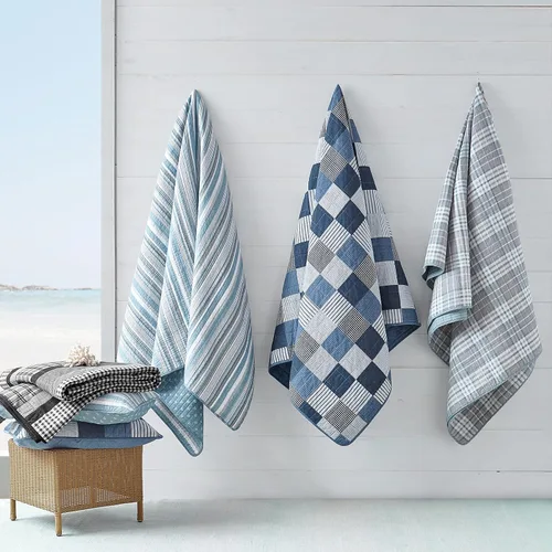 Miniatura 5 de Nautica Juego de edredón individual, ropa de cama reversible con funda a juego, decoración de habitación a rayas, juego de cama ligero, artículos