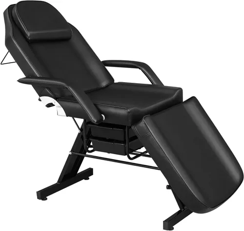 Bigbiglife Cama de tatuaje de salón de masaje con cesta de belleza, cama de masaje profesional de 3 pliegues de altura ajustable para spa salón de
