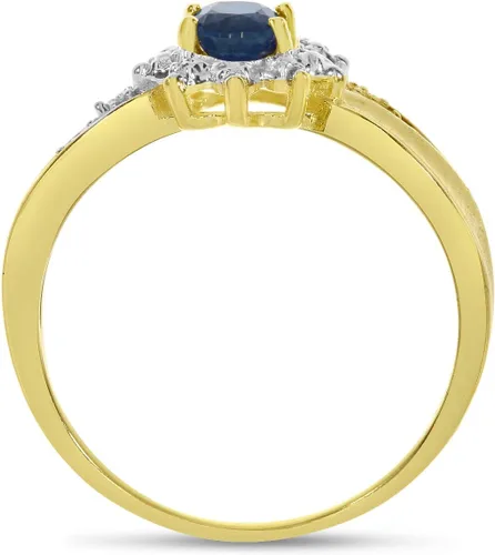 Miniatura 5 de Anillo de diamantes y zafiro ovalado de oro amarillo de 14 k