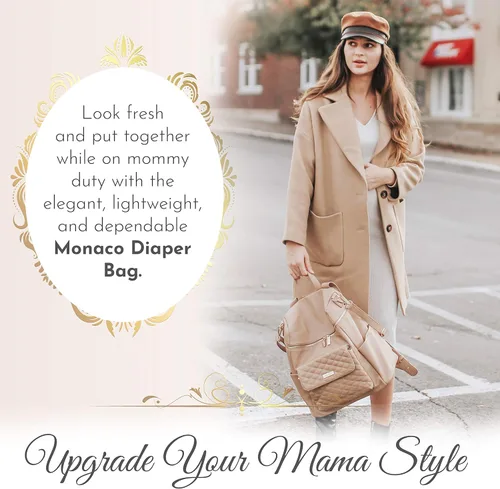 Miniatura 2 de Luli Bebe - Mochila grande para pañales de piel vegana moderna de diseñador con estilo para mamá, multiusos, espaciosa, con cambiador (marrón late)