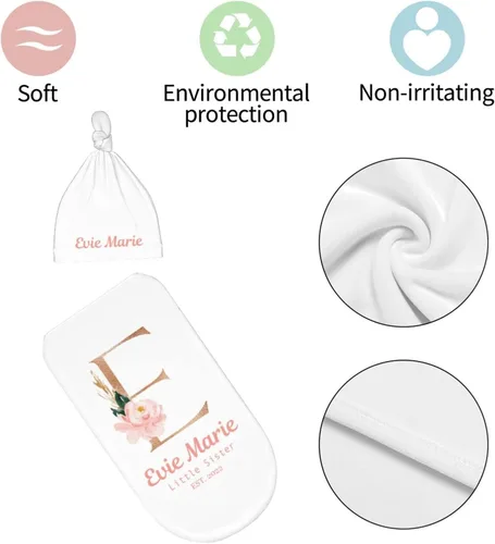 Miniatura 2 de Mantas de bebé personalizadas para niña y niño con nombre, manta personalizada para niñas y niños, regalos para envolver al bebé recién nacido Intial