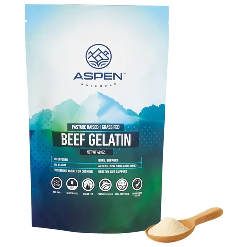 ASPEN NATURALS - Polvo de gelatina de ternera alimentada con hierba - sin sabor y fácil de mezclar - Suplemento de proteína aumentada para la salud