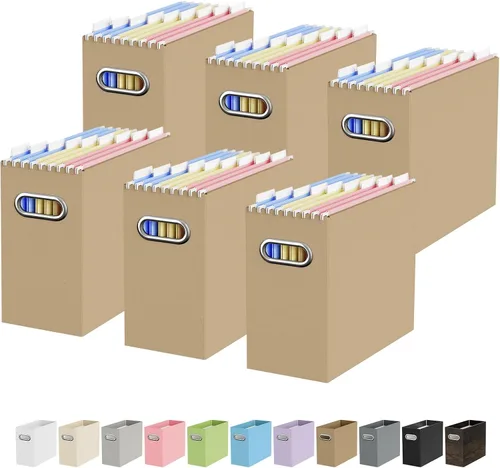Miniatura 59 de Oterri Caja organizadora de archivos de cartón para colgar carpetas de archivos, tamaño carta, caja de archivos para escritorio de computadora