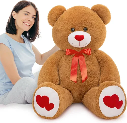 Miniatura 24 de MaoGoLan Oso de peluche gigante de 52" Oso de peluche - Te amo Corazón rojo Oso de peluche grande para regalo de San Valentín, aniversario, larga