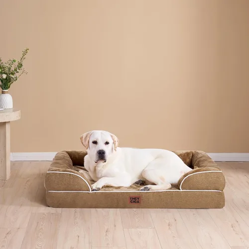 Miniatura 100 de EHEYCIGA – Cama ortopédica impermeable para perros pequeños, de espuma viscoelástica tipo caja de huevos, con bordes elevados y base antideslizante