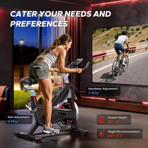 Miniatura 6 de Merach Exercise Bike for Home Gym, Low Noise Stationary Bike with Brake Pad, Indoor Workout Bike with Self-Developed App, Tablet Mount and Fitness