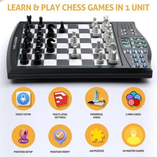 Miniatura 4 de Talking Chess Academy con sistema de enseñanza de voz, juego de ajedrez electrónico con piezas magnéticas fuertes, tablero de ajedrez electrónico