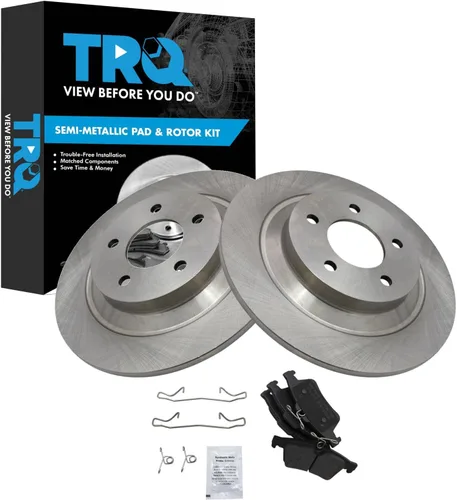 Miniatura 148 de TRQ Juego de pastillas de freno semimetálicas traseras y rotores compatibles con Chevrolet Trailblazer 02-06 Trailblazer EXT 04-06 SSR 02-07 GMC