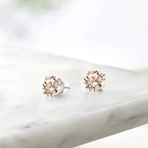 Miniatura 26 de Gem Stone King Aretes de plata de ley 925 con piedra natal redonda de 0.276 in para mujer