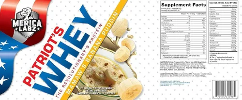 Miniatura 4 de Merica Labz Patriot's Whey, proteína de The Revolutionary's Protein, 25G Protein, 25 porciones (Mamaw's Banana Puddin')