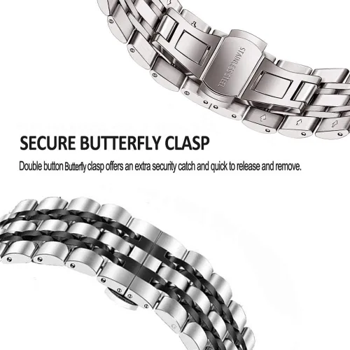 Miniatura 4 de DEALELE Correa compatible con Samsung Gear S3 / Galaxy Watch de 1.81 pulgadas / Galaxy Watch 3 de 1.772 pulgadas, 7 filas de acero inoxidable