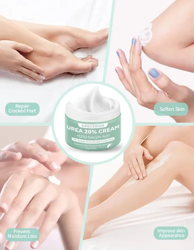 Miniatura 7 de Crema de urea 20 por ciento para pies más 2% ácido salicílico 5.29 oz Crema de pies y manos de máxima fuerza con ácido hialurónico, árbol de té