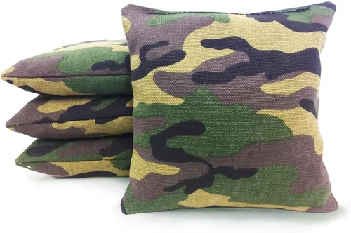 Miniatura 3 de 8 bolsas estándar de cornhole de tela de pato reglamentarias rellenas de maíz Camuflaje verde/verde cazador