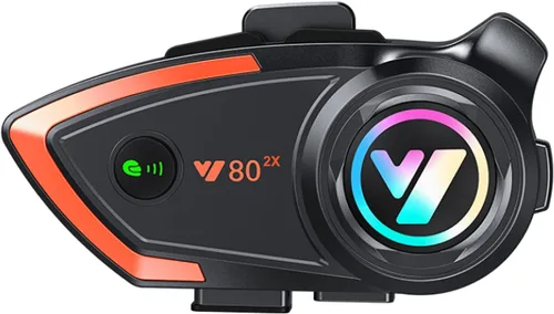Casco de motocicleta Auriculares Bluetooth 1,640.4 ft 2 Jinetes Casco Bluetooth Intercomunicador Auricular con CVC ruido Calidad de sonido Altavoces
