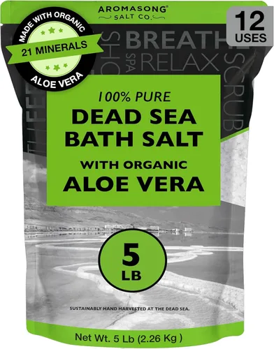 Miniatura 11 de Aromasong Sal de baño del Mar Muerto, 100% puras y naturales, sales del mar muerto para remojar grano fino de 5 libras, paquete resellable a granel