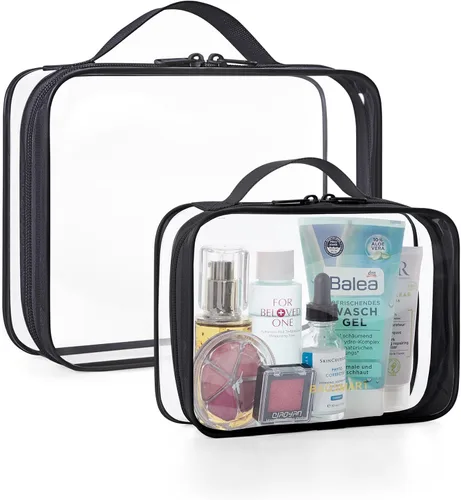 Miniatura 11 de BAGSMART Paquete de 7 bolsas de aseo transparentes con juego de botellas de viaje recargables, bolsa de aseo de viaje aprobada por la TSA, repelente