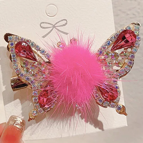Miniatura 10 de Horquilla de mariposa voladora, pinzas para el cabello con diamantes de imitación de mariposa, elegante clip lateral de metal, pinzas de mariposa