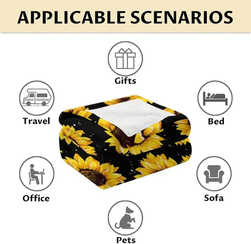 Miniatura 6 de Regalos de girasoles: mantas pequeñas con temática de girasol de 40 x 30 pulgadas, regalos para niños y niñas, manta estética amarilla, suave