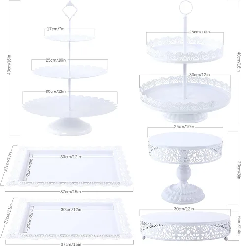 Miniatura 3 de GMWD Juego de soportes de metal para tartas, mesa de postres, pedestal, soporte para cupcakes, plato de dona, bandeja de servir para decoración