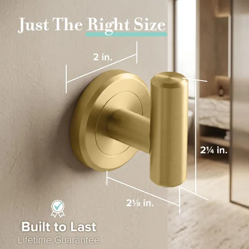 Miniatura 7 de Gatco 4235 Latitude II, Gancho para albornoz, Latón cepillado/Montaje en pared 2.25" de ancho Gancho doble para albornoz, Gancho para toalla