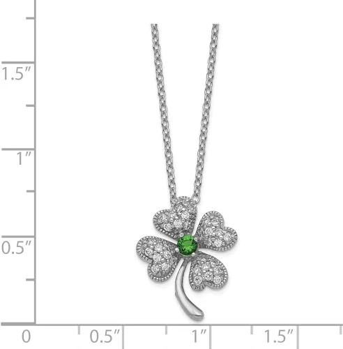 Miniatura 2 de Collar con colgante de trébol de 4 hojas de plata de ley 925 maciza con cierre de mosquetón con cierre de mosquetón 0591 in