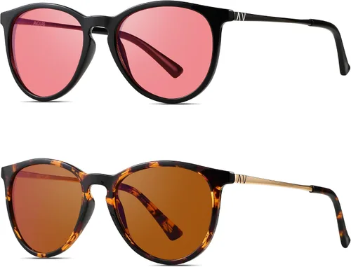 Gafas fluorescentes para interiores - 41 rosa y exterior fluorescente-60 marrón tintado azul bloqueo luz gafas redondas migraña sensibilidad a la