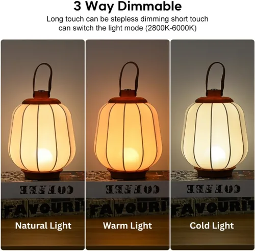 Miniatura 8 de Lámpara de mesa recargable inalámbrica, luz LED para exteriores, funciona con batería de 4000 mAh, 3 lámparas de escritorio táctiles de atenuación