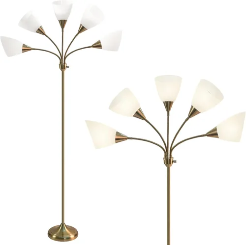 Miniatura 12 de HonoDing Medusa Lámparas de Pie Lámparas de Pie 5 Cabezales Luz de Lectura Ajustable Pantalla Grande Uso Bombilla E26 A19 Lámparas de Pie para Sala