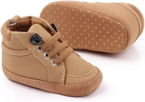 Miniatura 3 de Sekantrol Zapatos de cuna para recién nacidos, para niños y niñas, suela de goma suave, zapatos para bebés, zapatos deportivos de moda de caña alta