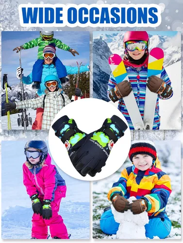 Miniatura 6 de 2 pares de guantes de invierno para niños, guantes de esquí impermeables para niños y niñas, guantes de nieve, accesorio cálido para esquí, patinaje
