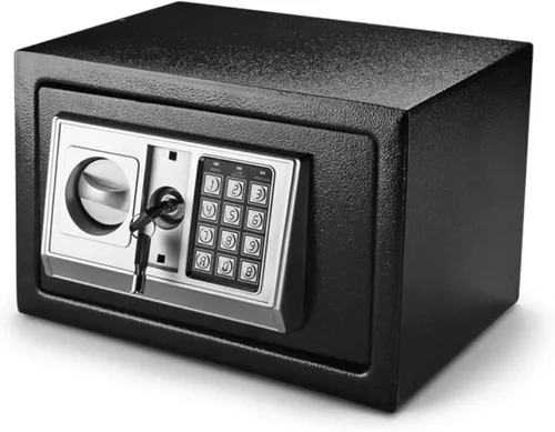 Miniatura 10 de Flexzion Caja fuerte digital pequeña con teclado, caja fuerte para dinero con teclado electrónico, caja de seguridad digital para el hogar, oficina